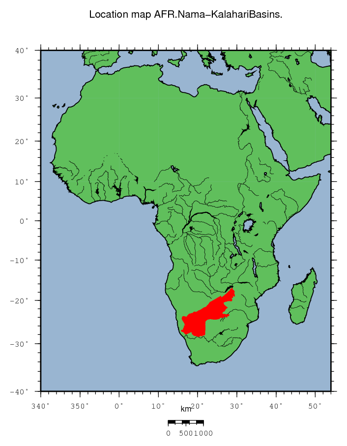 Nama-Kalahari Basins location map