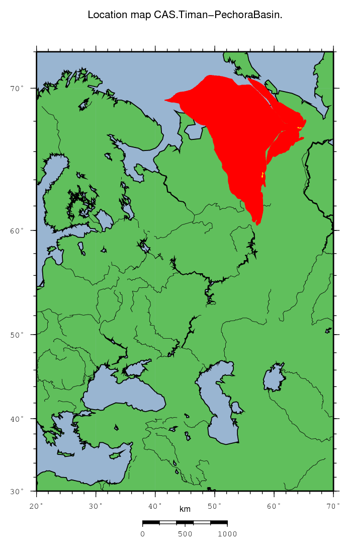 Timan-Pechora Basin location map