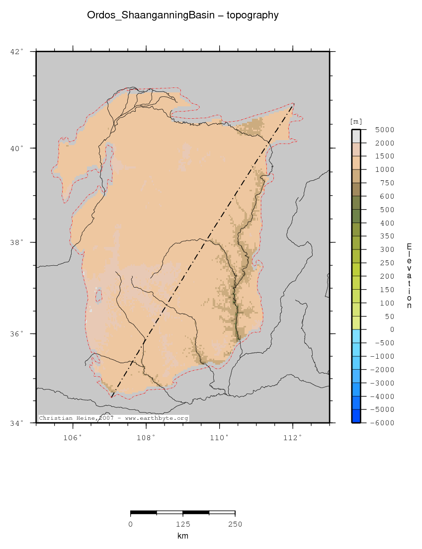 Ordos (Shaanganning) Basin location map