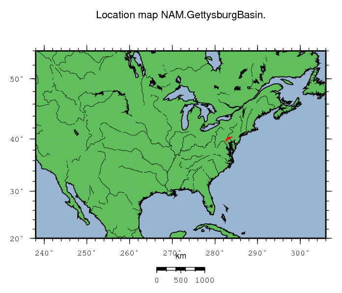 Gettysburg Basin location map