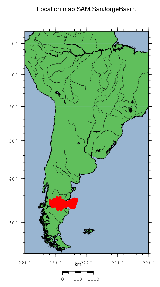 San Jorge Basin location map