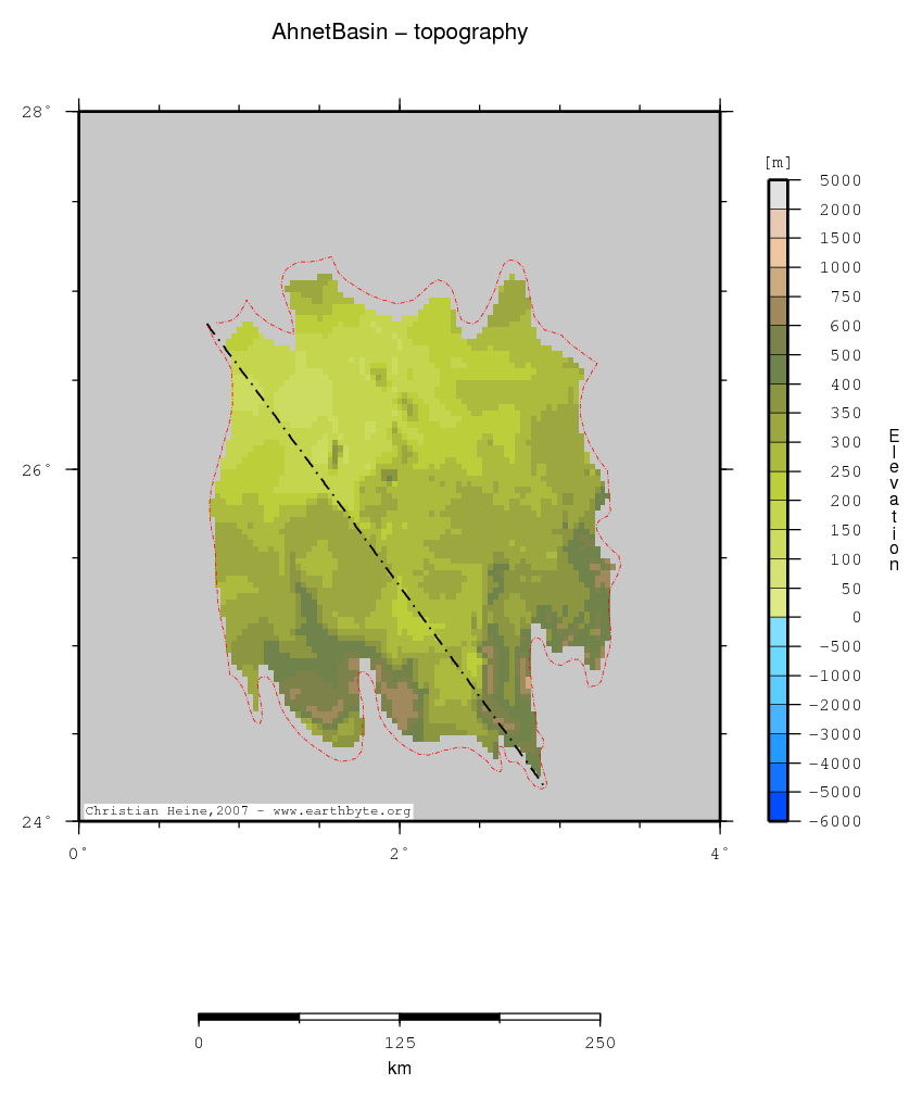 Ahnet Basin location map