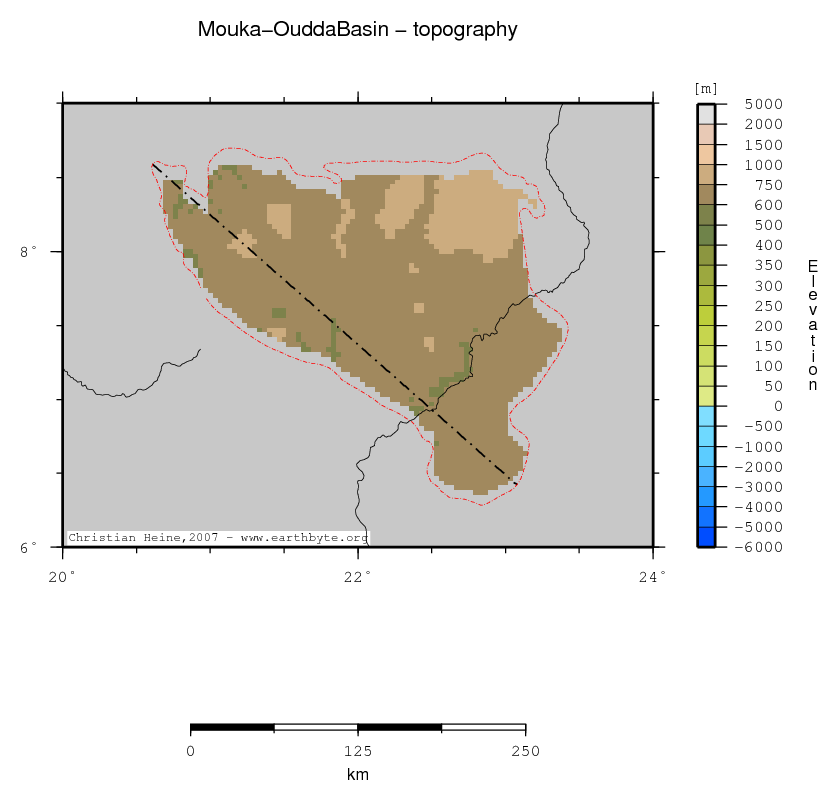 Mouka-Oudda Basin location map