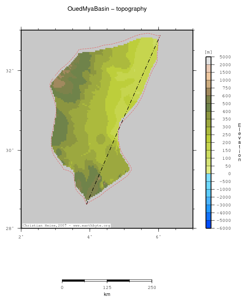 Oued Mya Basin location map