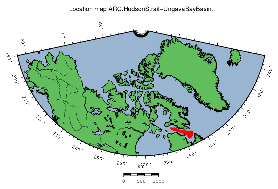 Hudson Strait - Ungava Bay Basin location map