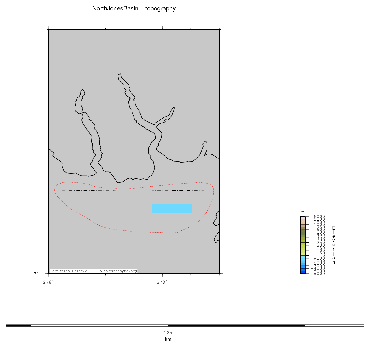 North Jones Basin location map