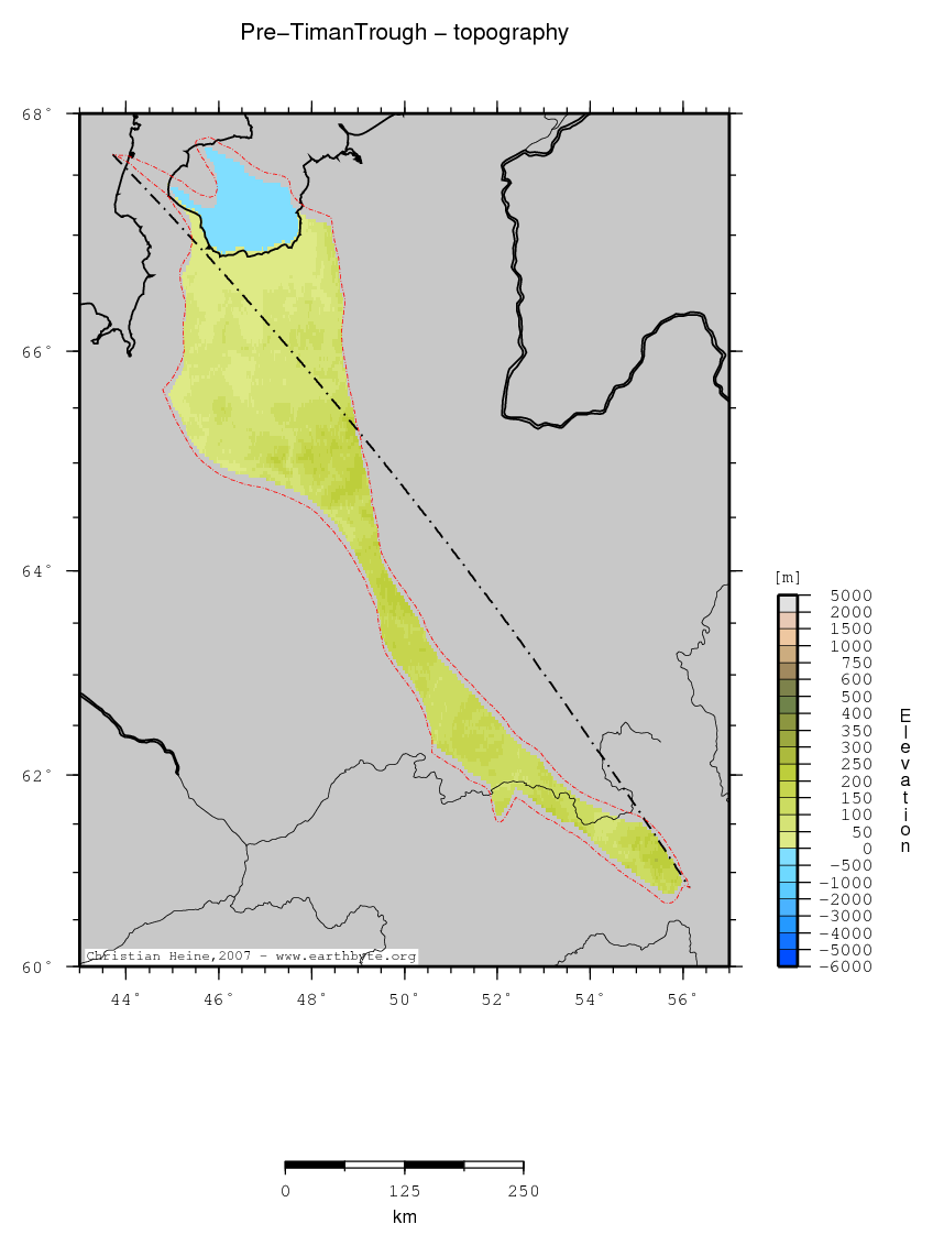 Pre-Timan Trough location map