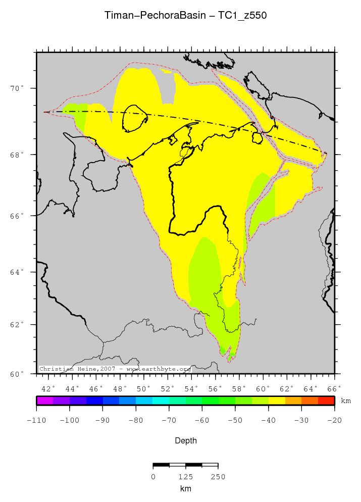 Timan-Pechora Basin location map