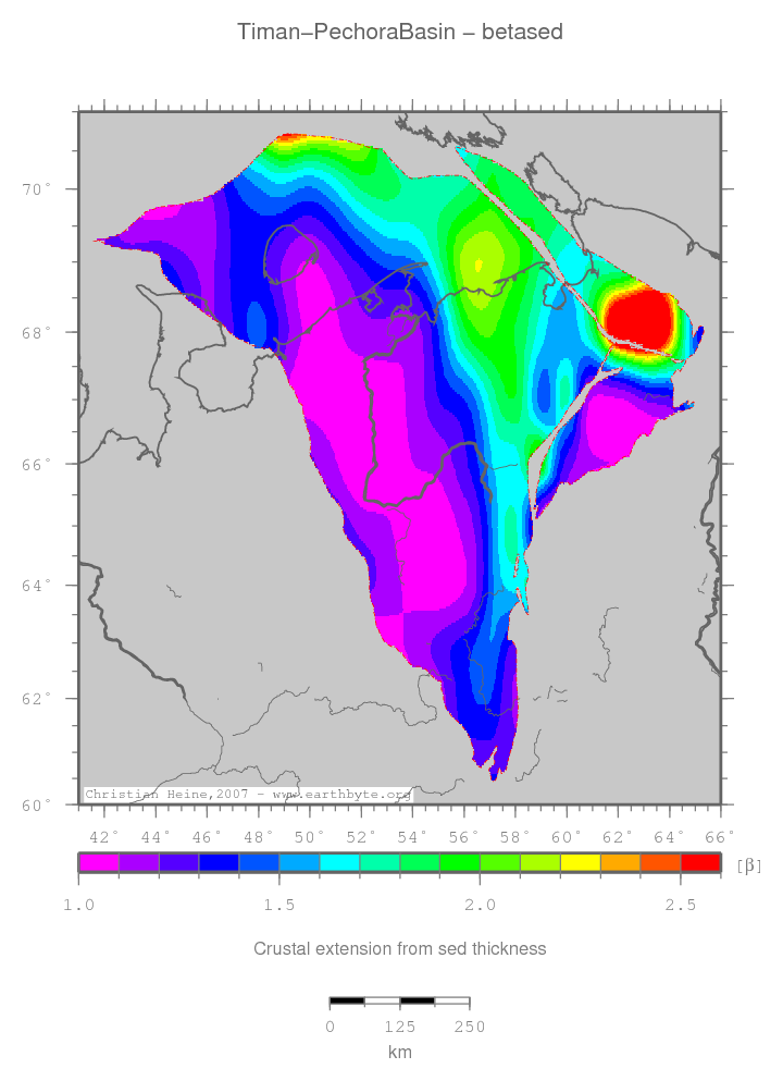 Timan-Pechora Basin location map