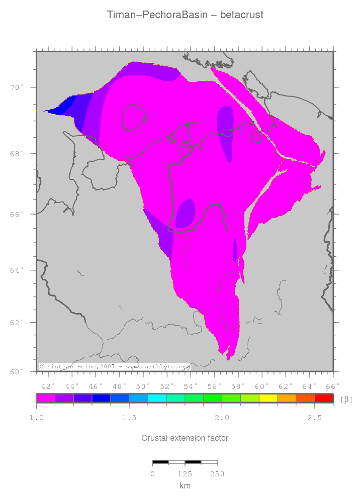 Timan-Pechora Basin location map