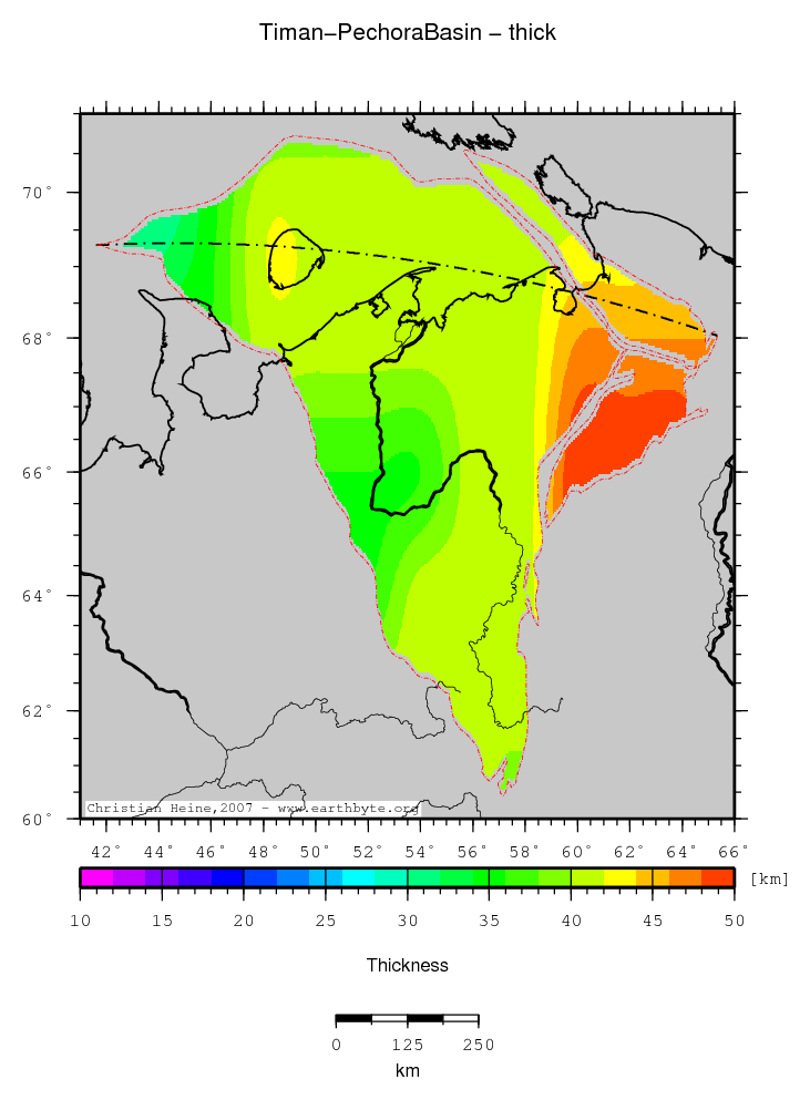 Timan-Pechora Basin location map