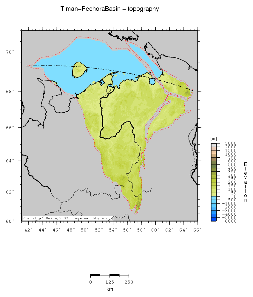 Timan-Pechora Basin location map