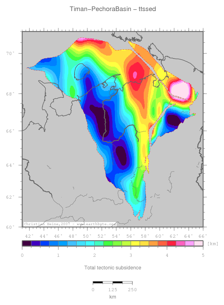 Timan-Pechora Basin location map