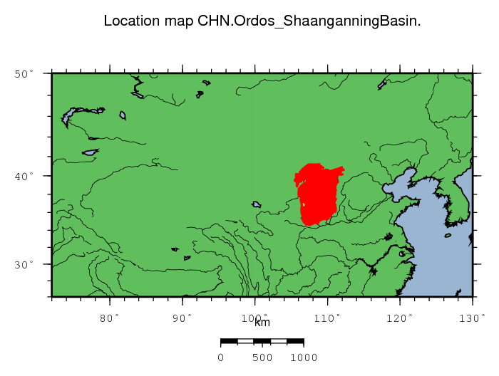 Ordos (Shaanganning) Basin location map