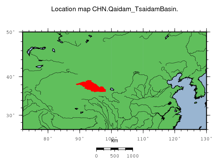 Qaidam (Tsaidam) Basin location map