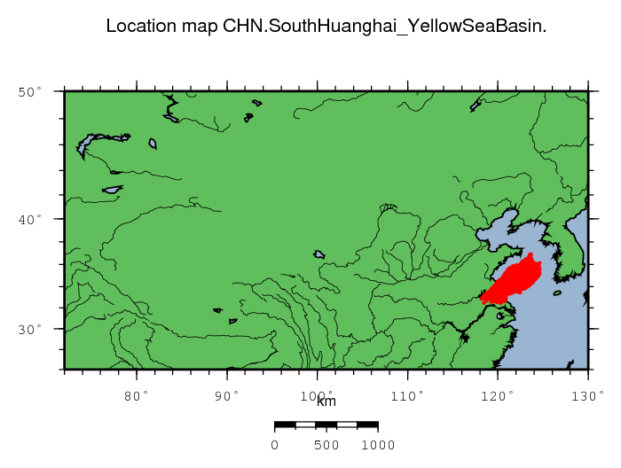 South Huanghai (Yellow Sea) Basin location map