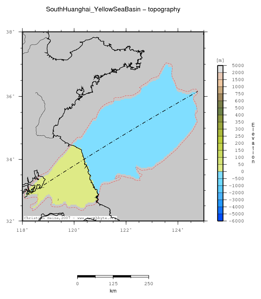 South Huanghai (Yellow Sea) Basin location map