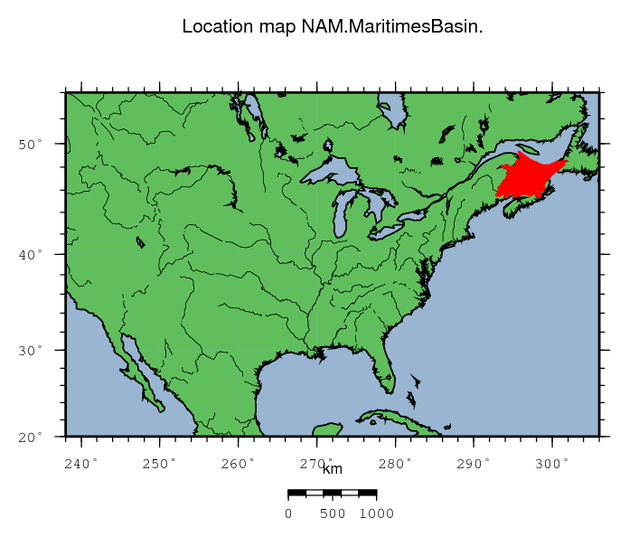 Maritimes Basin location map