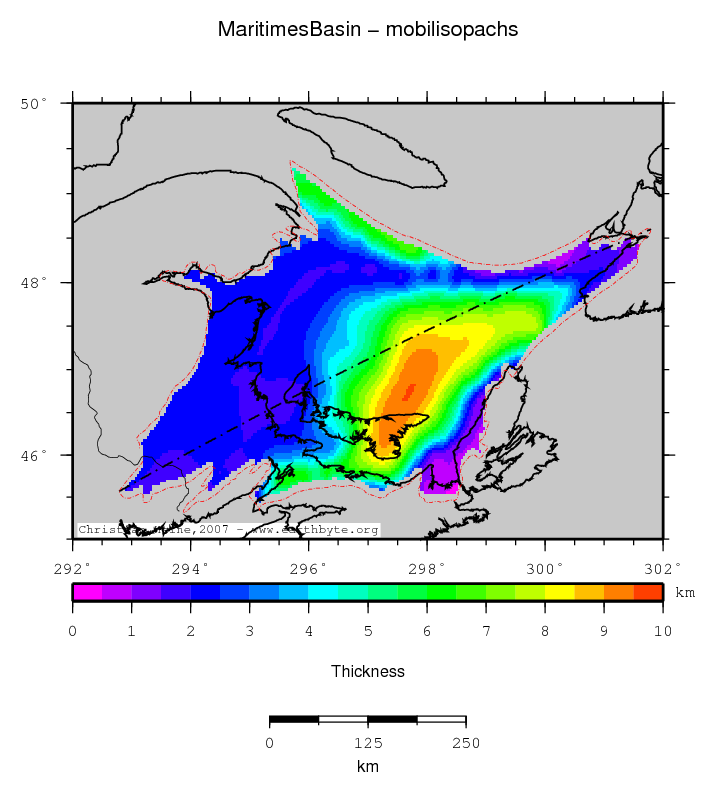 Maritimes Basin location map