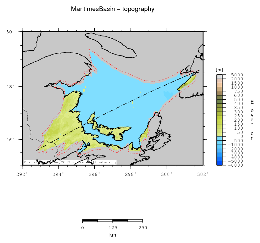 Maritimes Basin location map