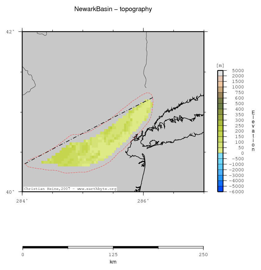 Newark Basin location map