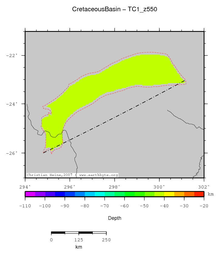 Cretaceous Basin location map