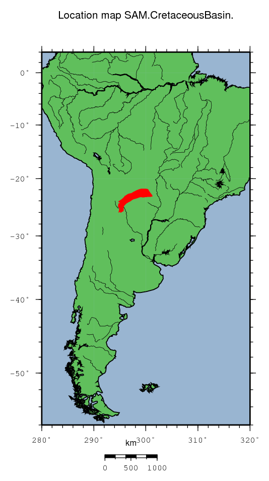 Cretaceous Basin location map