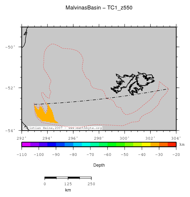 Malvinas Basin location map