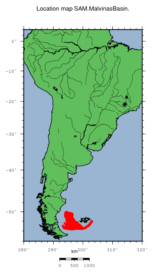 Malvinas Basin location map