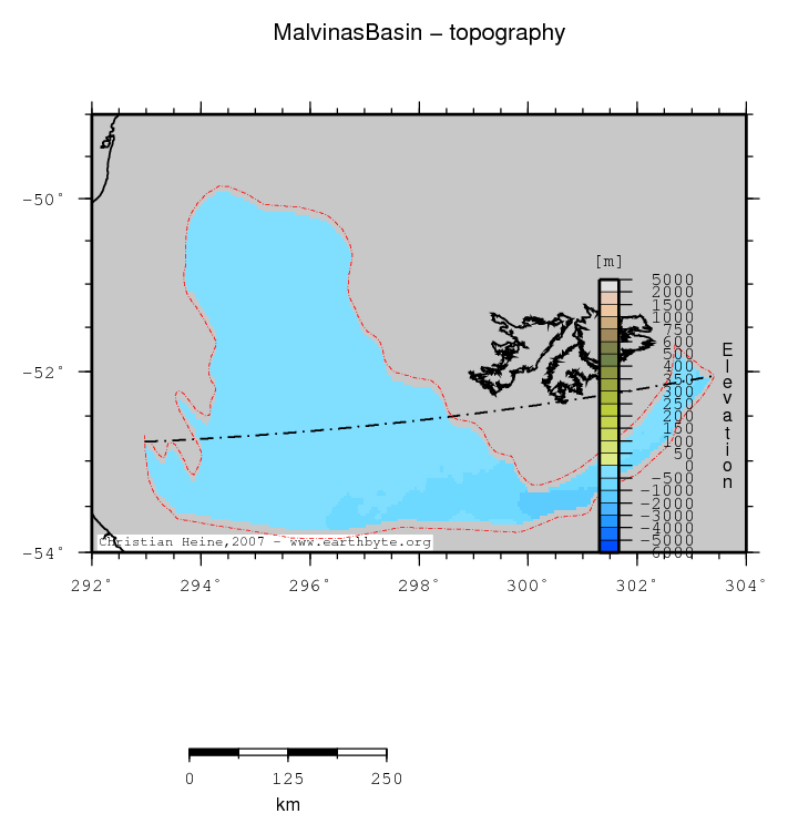 Malvinas Basin location map