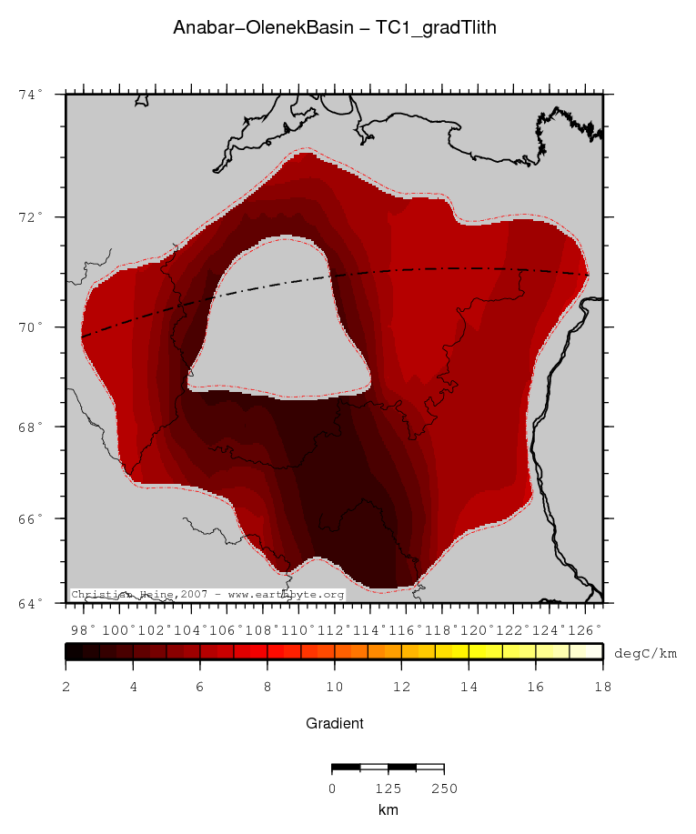 Anabar-Olenek Basin location map