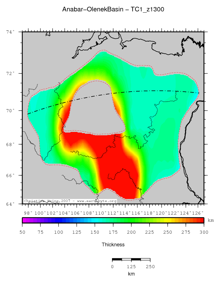 Anabar-Olenek Basin location map