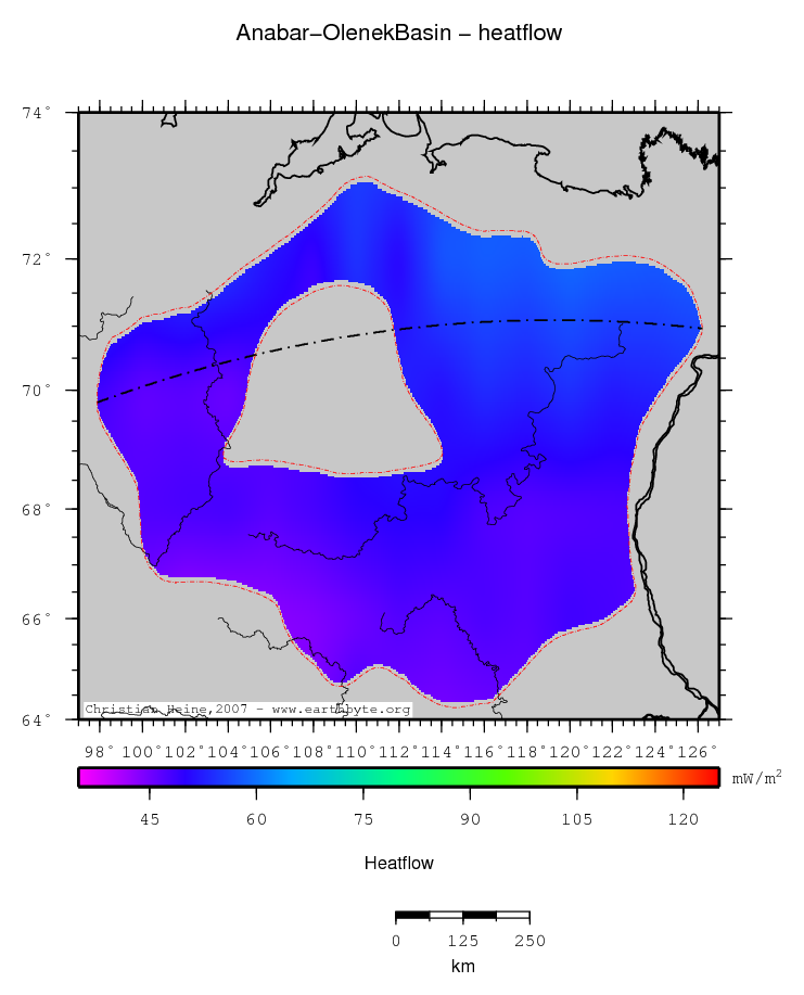 Anabar-Olenek Basin location map