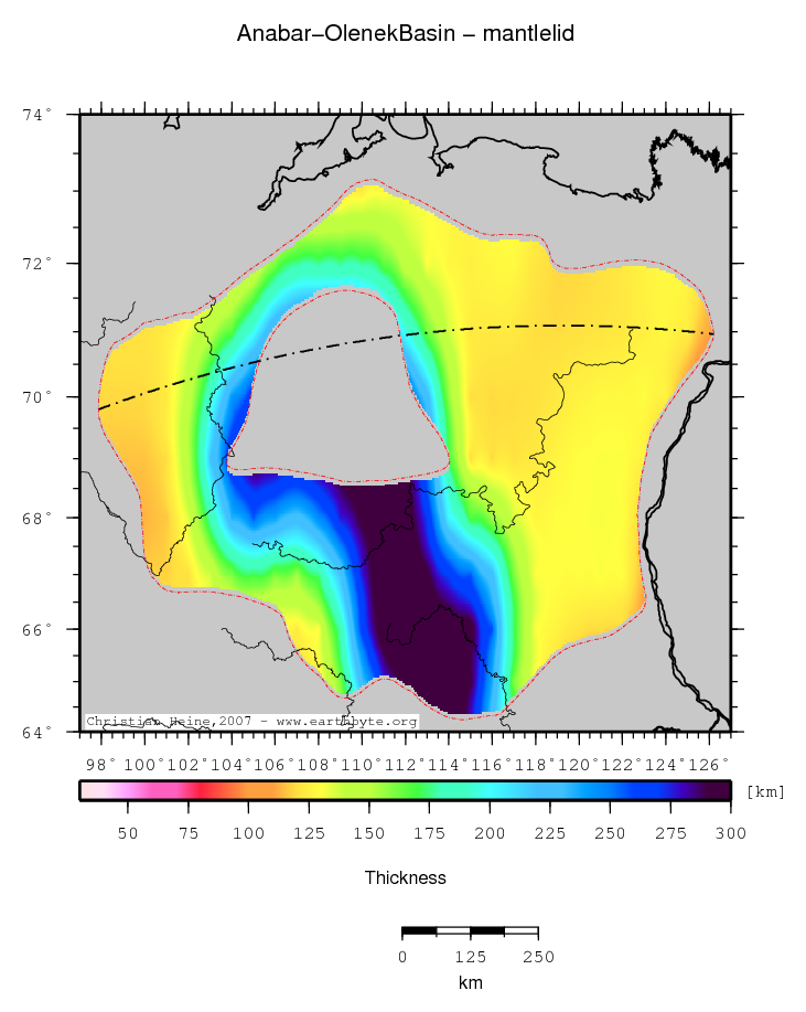 Anabar-Olenek Basin location map