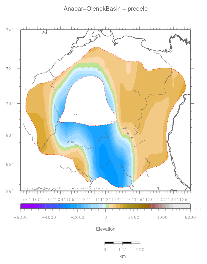 Anabar-Olenek Basin location map