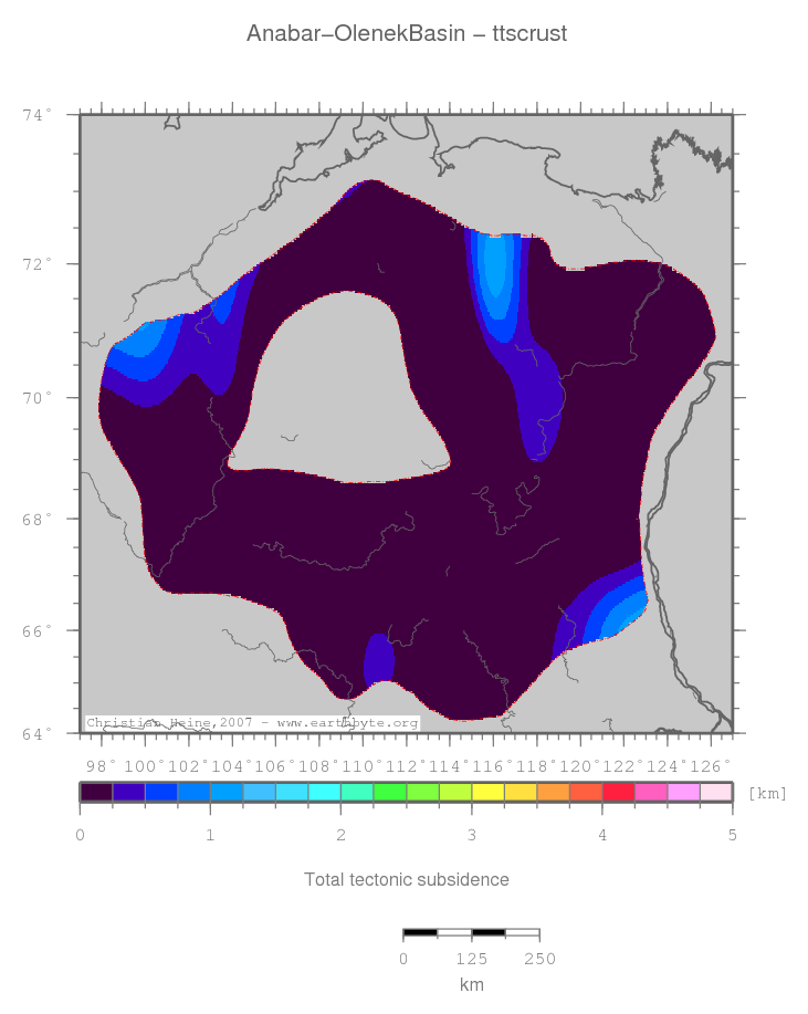 Anabar-Olenek Basin location map