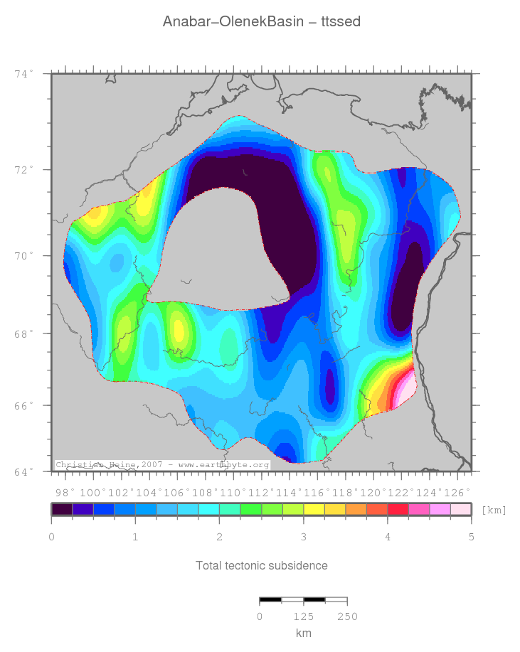 Anabar-Olenek Basin location map