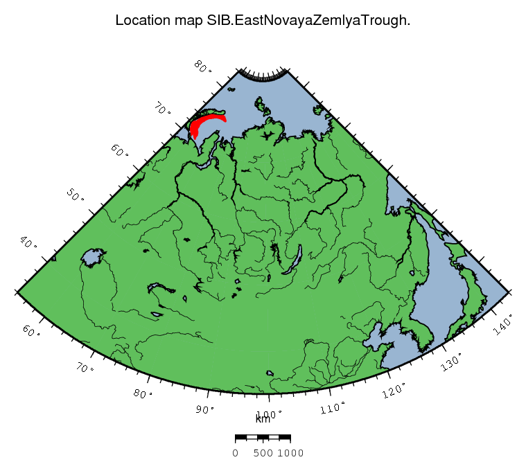 East Novaya Zemlya Trough location map