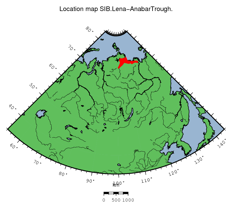 Lena-Anabar Trough location map