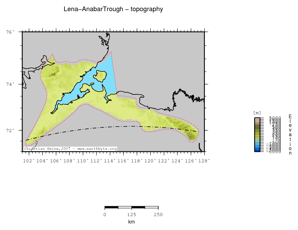 Lena-Anabar Trough location map