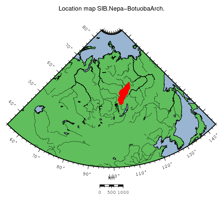 Nepa-Botuoba Arch location map