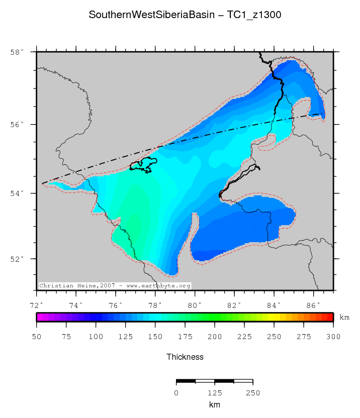 Southern West Siberia Basin location map