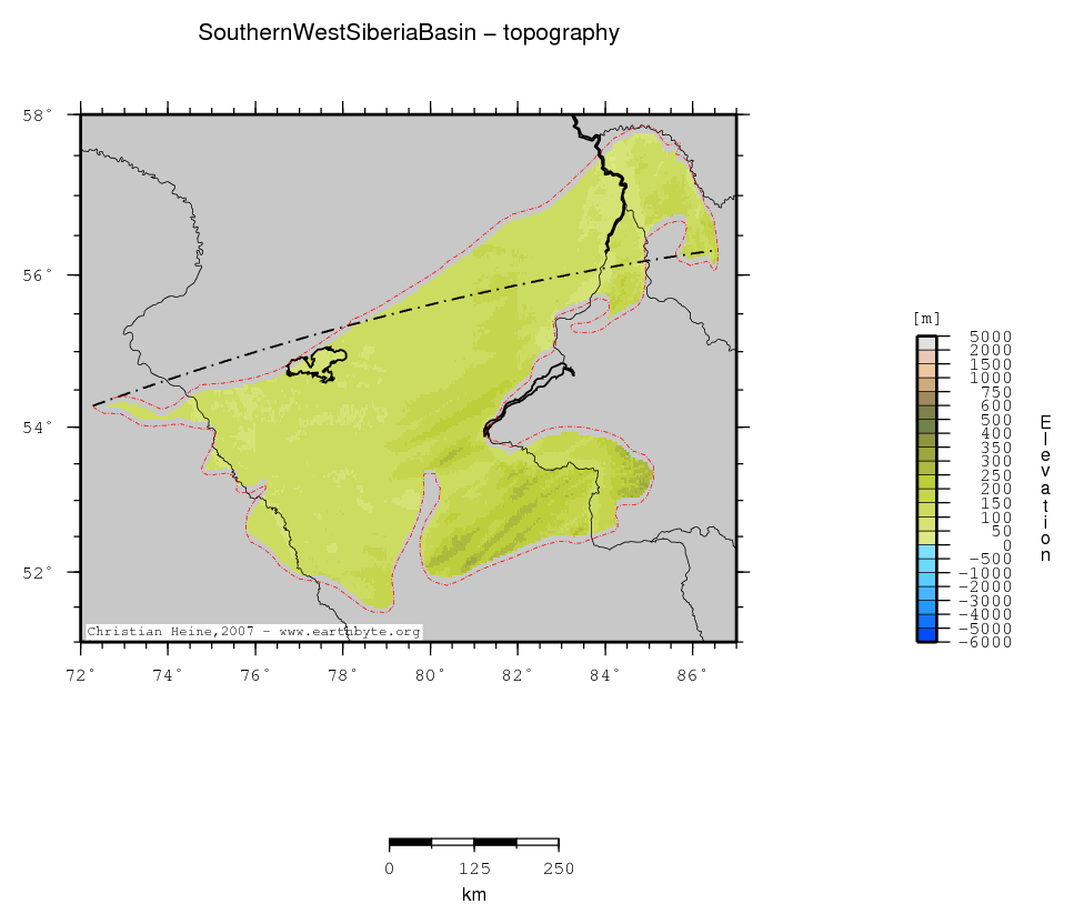 Southern West Siberia Basin location map