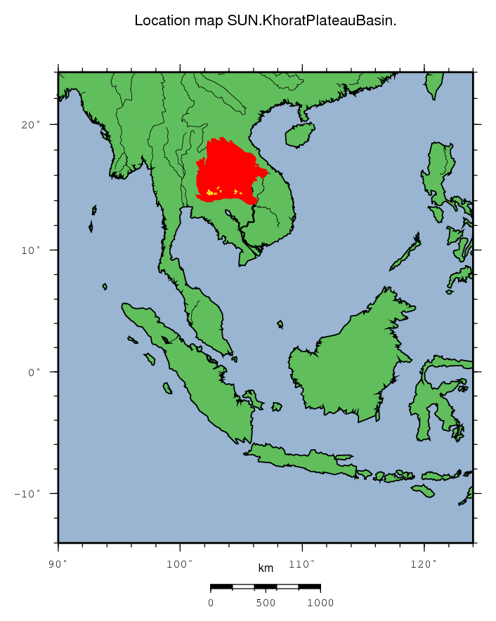 Khorat Plateau Basin location map