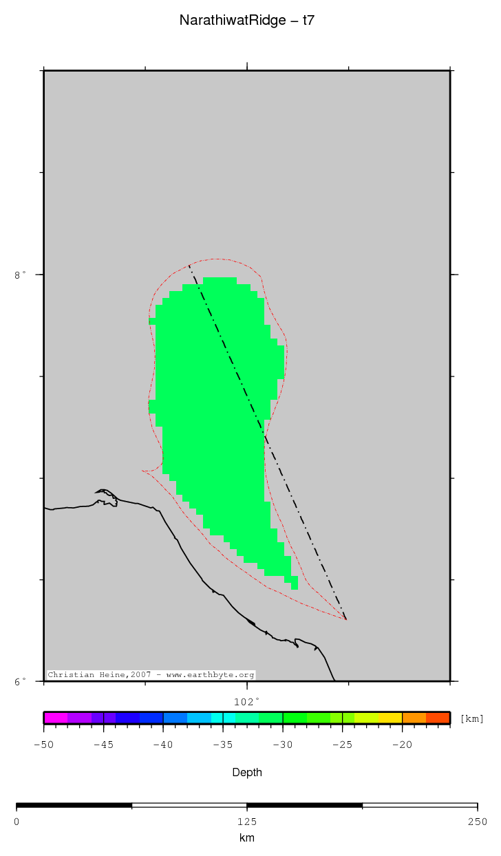 Narathiwat Ridge location map