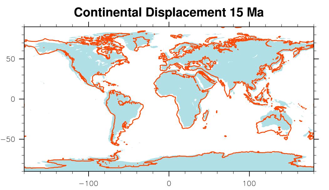 Continental geometry 15 Ma