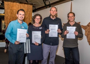 Dr Sabin Zahirovic, Sarah Macleod, Mike Tetley and Andrew Merdith - 2015 award winners