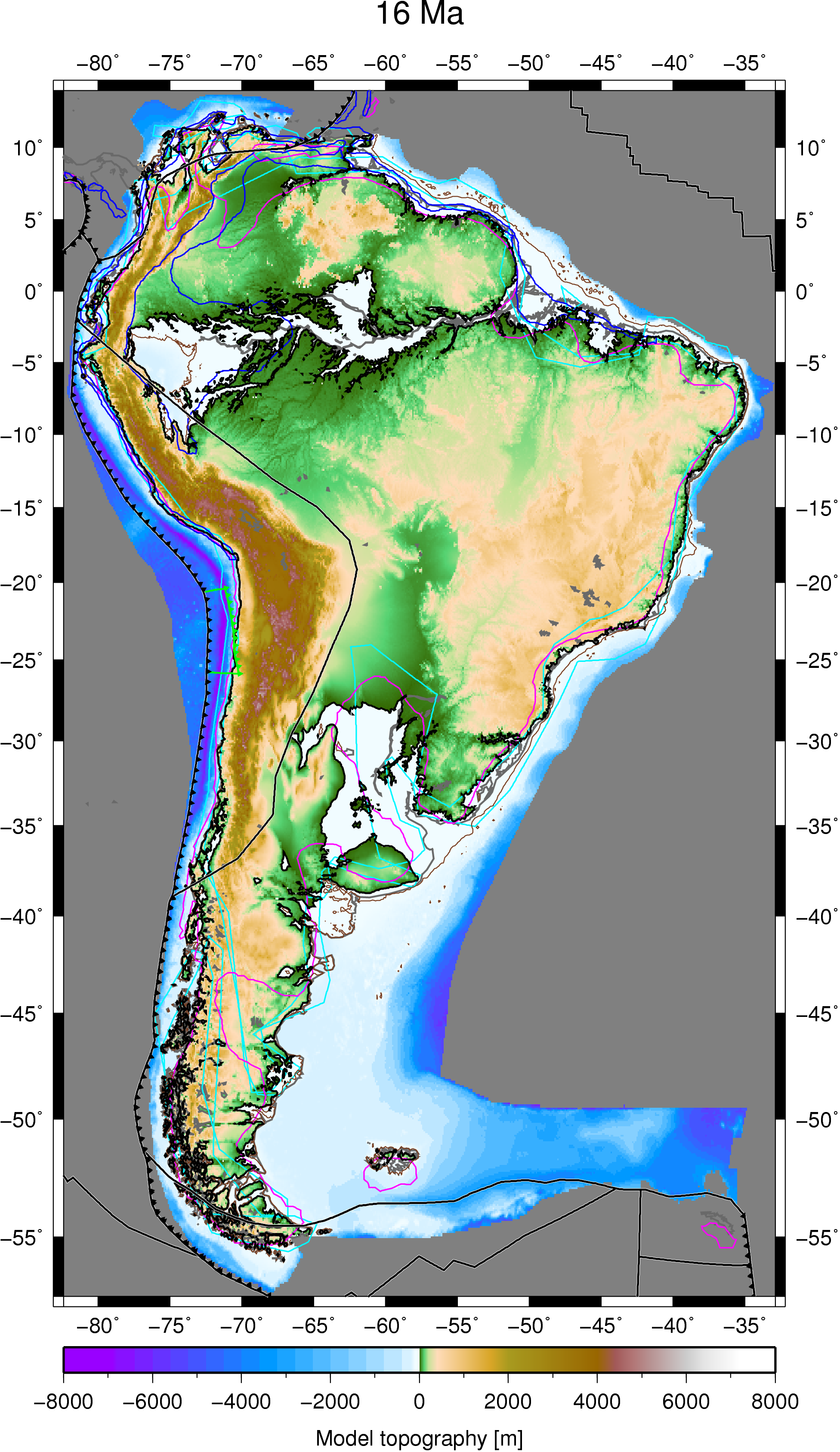 Case 4 paleotopography 16Ma